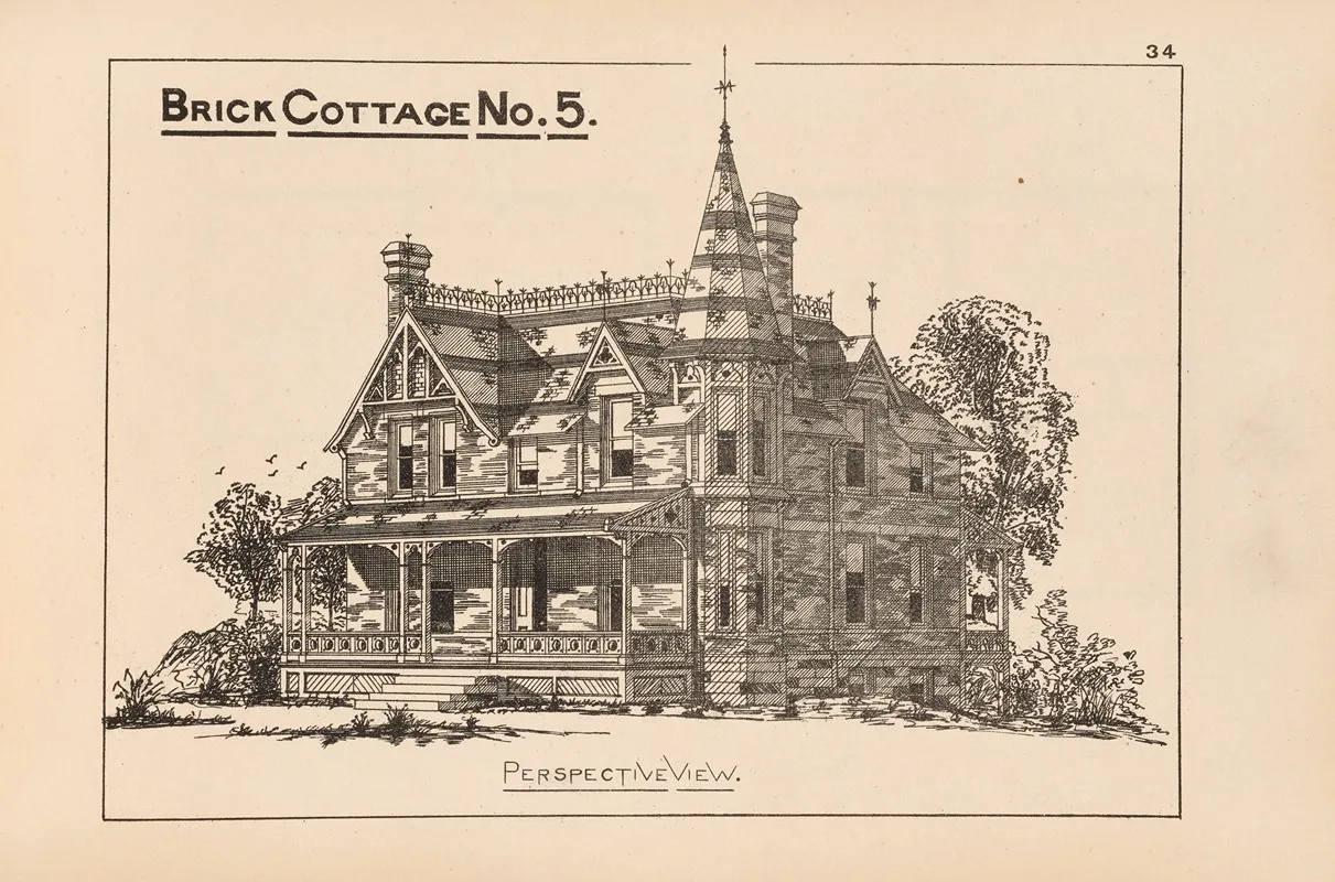 Villas And Cottages Or Homes For All Pl 20 Wall Art by William M. Woollett - High-Resolution Digital Print