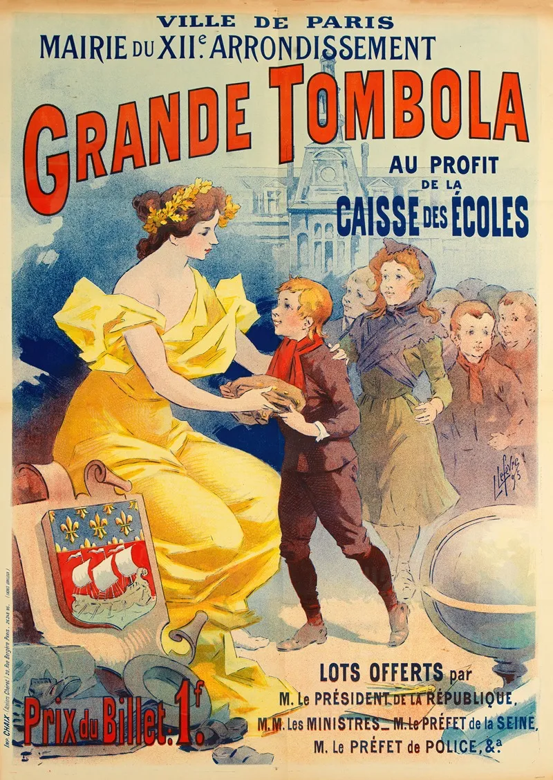 Ville De Paris Mairie Du Xiie Arrondissement Grande Tombola Au Profit De La Caisse Des Ecoles Wall Art by Lucien Lefèvre - High-Resolution Digital Print