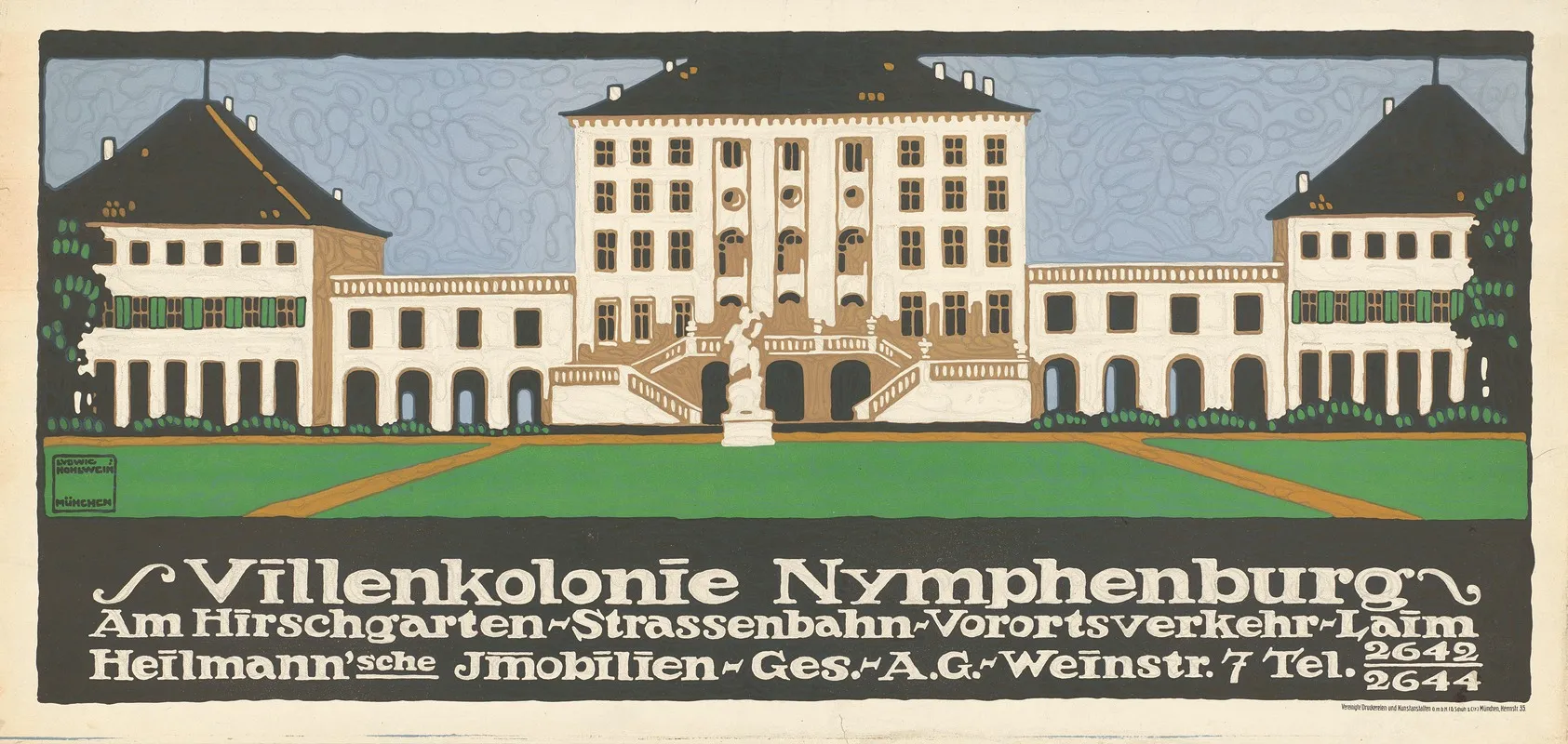 Villenkolonie Nymphenburg Heilmannsche Immobilien Gesellschaft Wall Art by Ludwig Hohlwein - High-Resolution Digital Print
