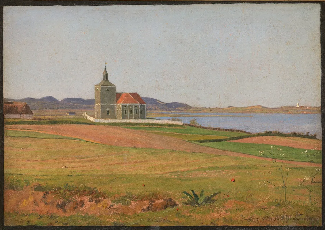Vinderod Church Near Frederiksvaerk Wall Art by Johan Thomas Lundbye - High-Resolution Digital Print