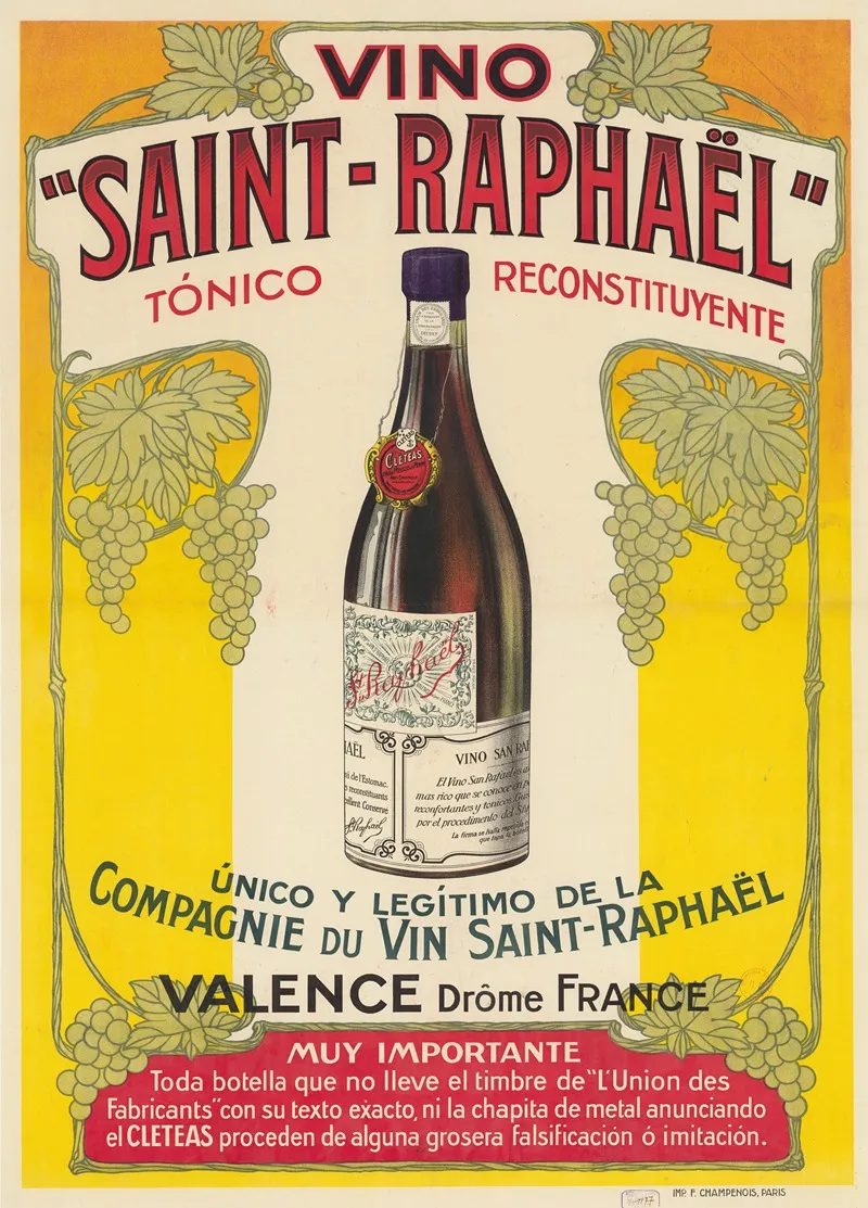 Vino Saint Raphael Tonico Reconstituyente Valence Drome 2 Wall Art by Imp. F. Champenois - High-Resolution Digital Print