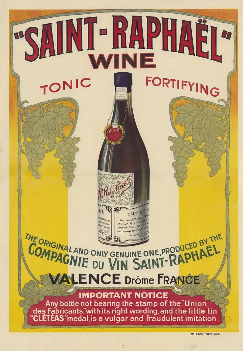 Vino Saint Raphael Tonico Reconstituyente Valence Drome Wall Art by Imp. F. Champenois - High-Resolution Digital Print