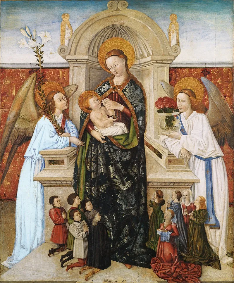 Virgen Con El Nino Angeles Y Familia De Donantes Wall Art by Bertomeu Baró - High-Resolution Digital Print