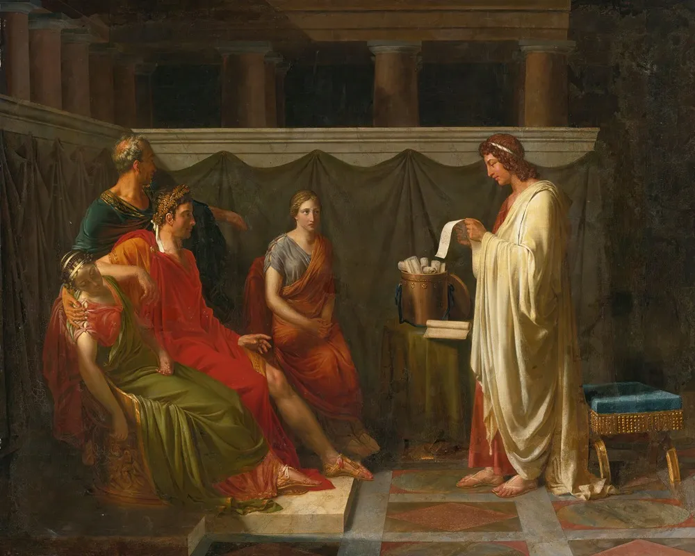 Virgile Lisant Son Eneide Devant Auguste Wall Art by Jean-Bruno Gassies - High-Resolution Digital Print