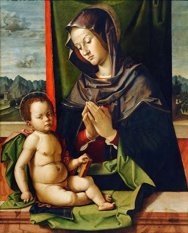 Virgin Adoring The Child Wall Art by Bartolomeo Montagna - High-Resolution Digital Print