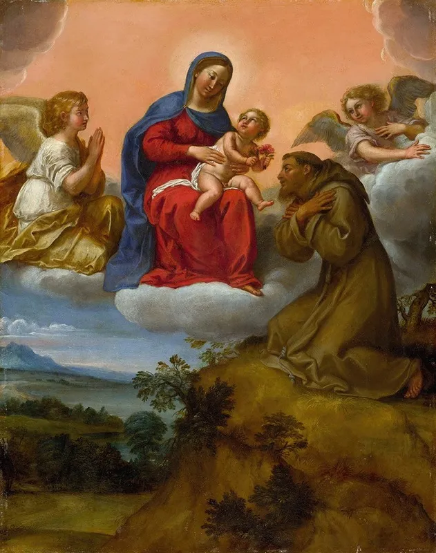 Virgin And Child Adored By Saint Francis Wall Art by Francesco Albani - High-Resolution Digital Print