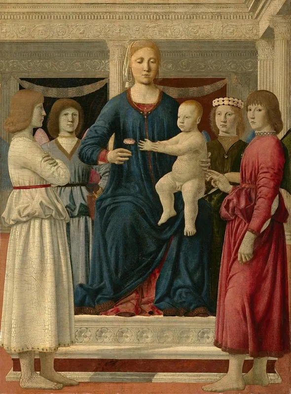 Virgin And Child Enthroned With Four Angels Wall Art by Piero Della Francesca - High-Resolution Digital Print