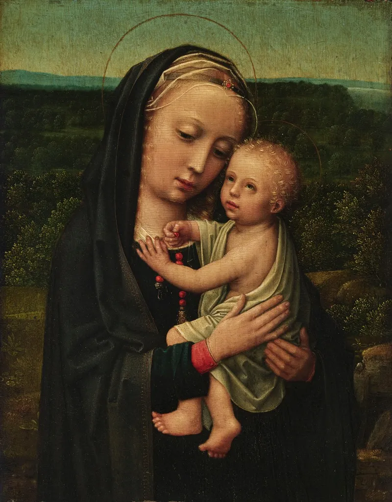 Virgin And Child In A Landscape 4 Wall Art by Adriaen Isenbrandt - High-Resolution Digital Print