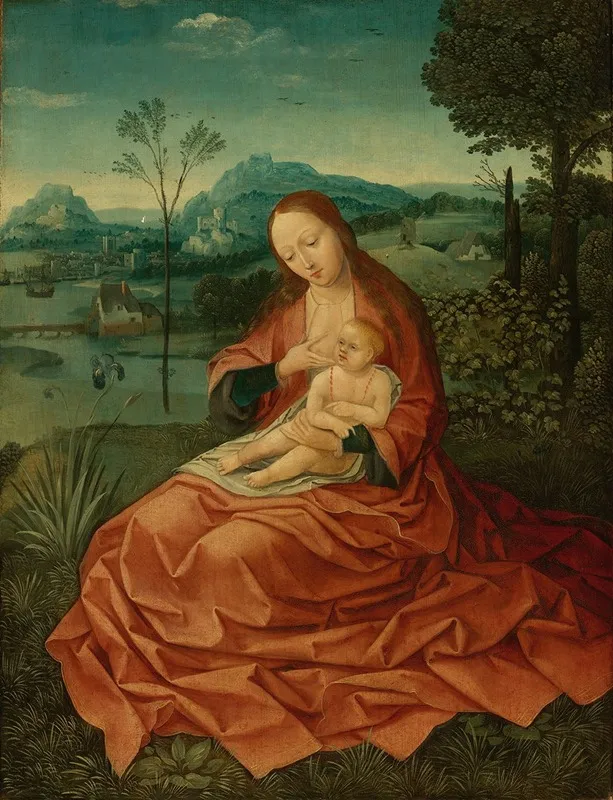 Virgin And Child In A Landscape Wall Art by Circle Of Bernard Van Orley - High-Resolution Digital Print