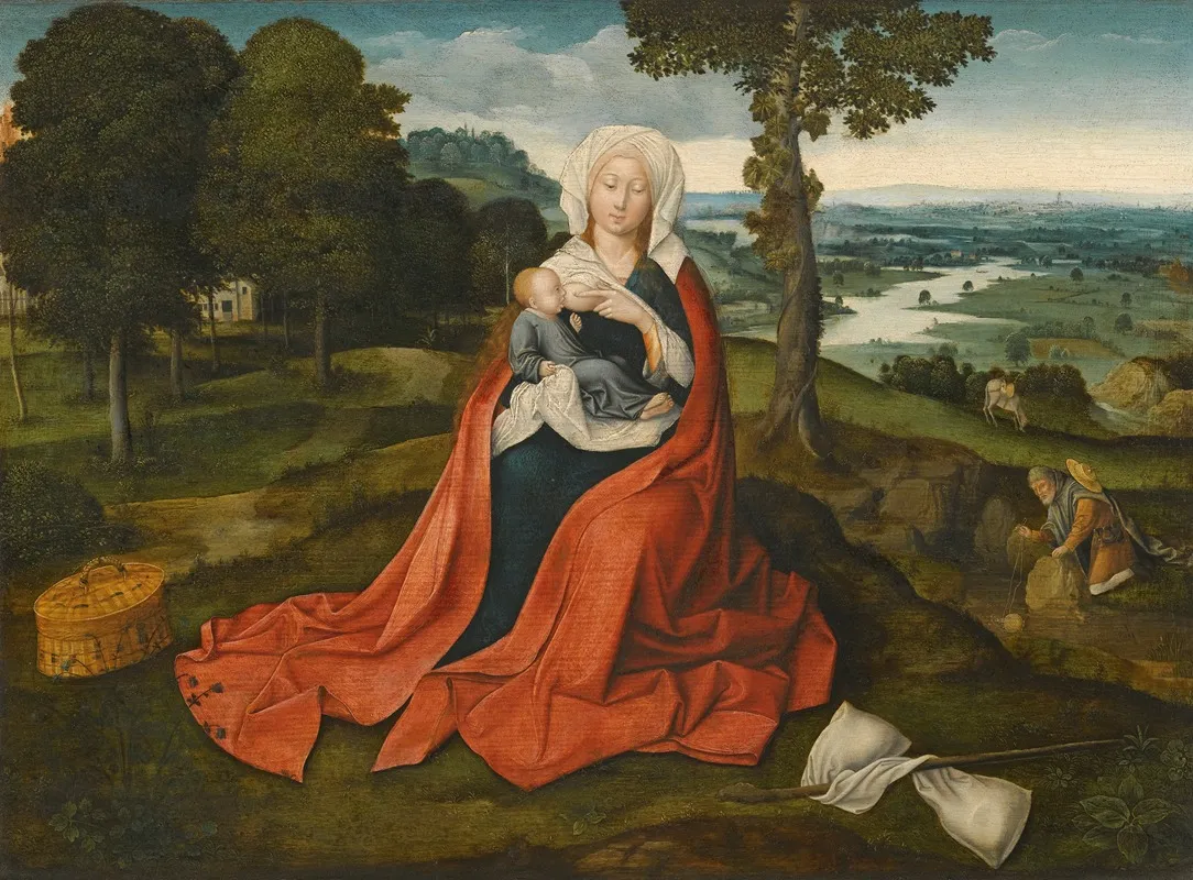 Virgin And Child Seated Before An Extensive Landscape Wall Art by Workshop of Joachim Patinir - High-Resolution Digital Print