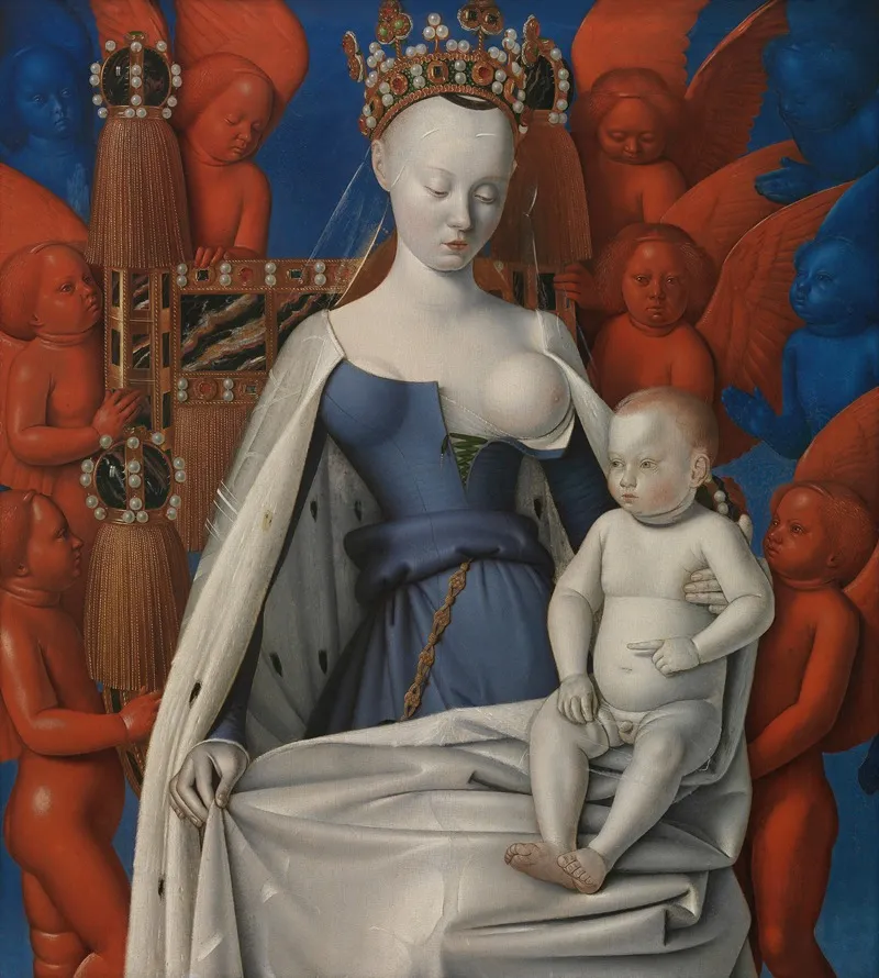 Virgin And Child Surrounded By Angels Wall Art by Jean Fouquet - High-Resolution Digital Print