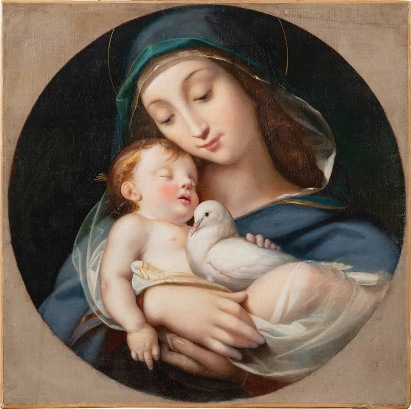 Virgin And Child With A Dove Wall Art by Raymond Balze - High-Resolution Digital Print