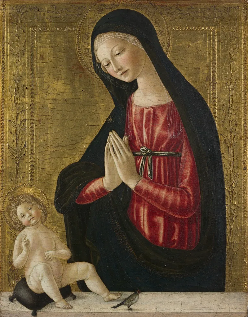 Virgin And Child With A Goldfinch Wall Art by Neroccio De' Landi - High-Resolution Digital Print