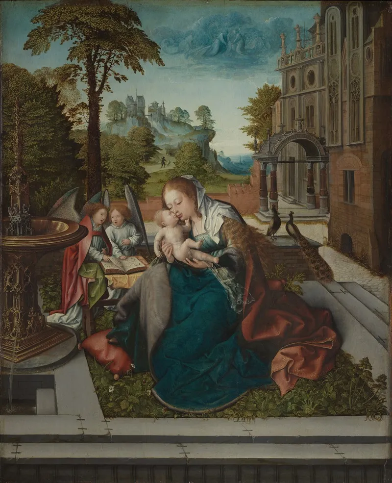Virgin And Child With Angels 3 Wall Art by Bernard van Orley - High-Resolution Digital Print