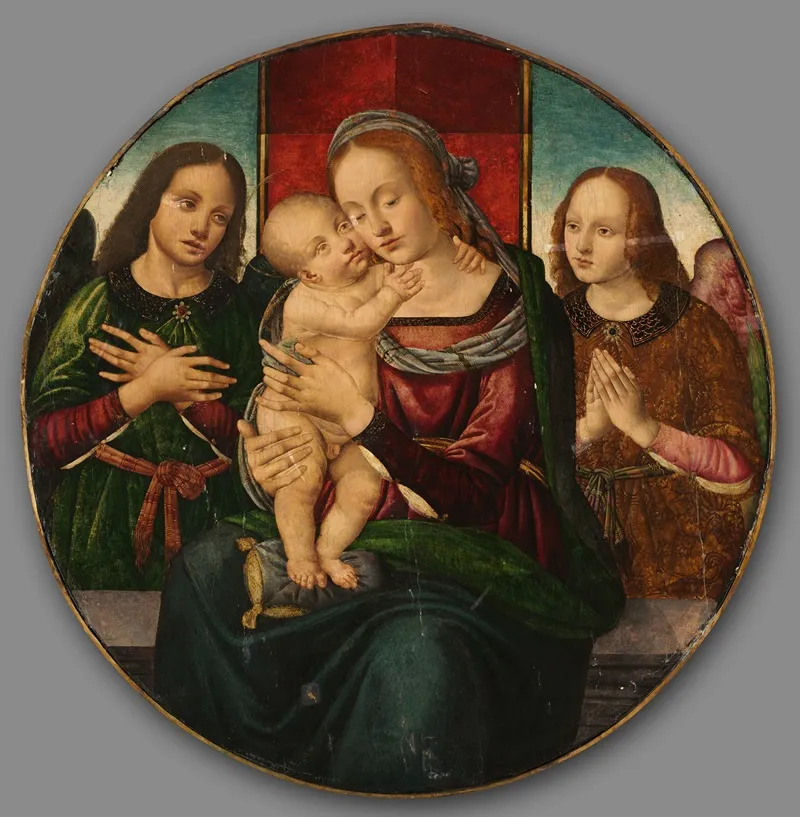 Virgin And Child With Angels 4 Wall Art by Master of the Holden Tondo - High-Resolution Digital Print