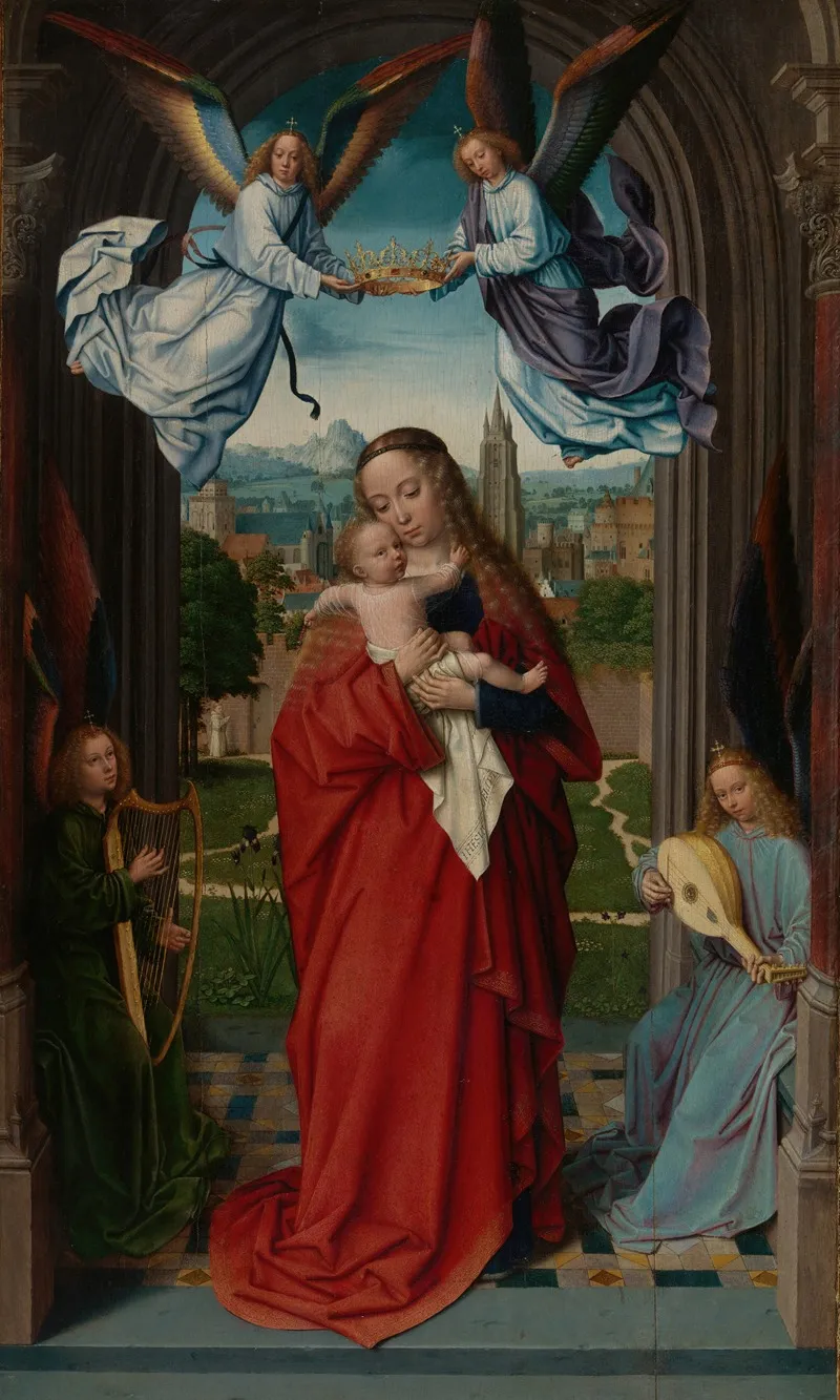 Virgin And Child With Four Angels