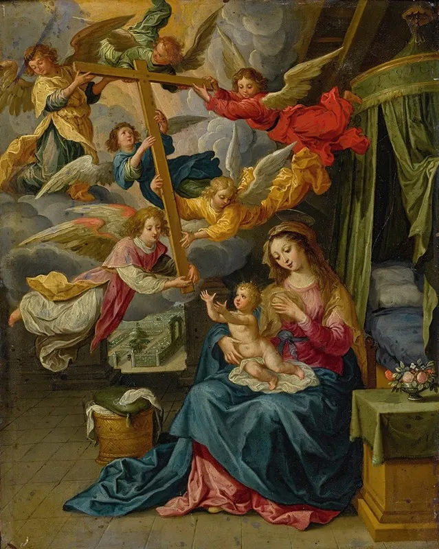 Virgin And Child With Six Angels Carrying The Cross