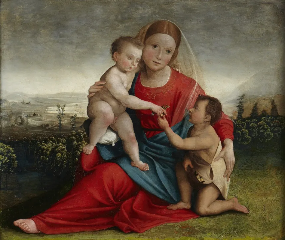 Virgin And Child With The Infant John Wall Art by Giovanni Francesco Caroto - High-Resolution Digital Print