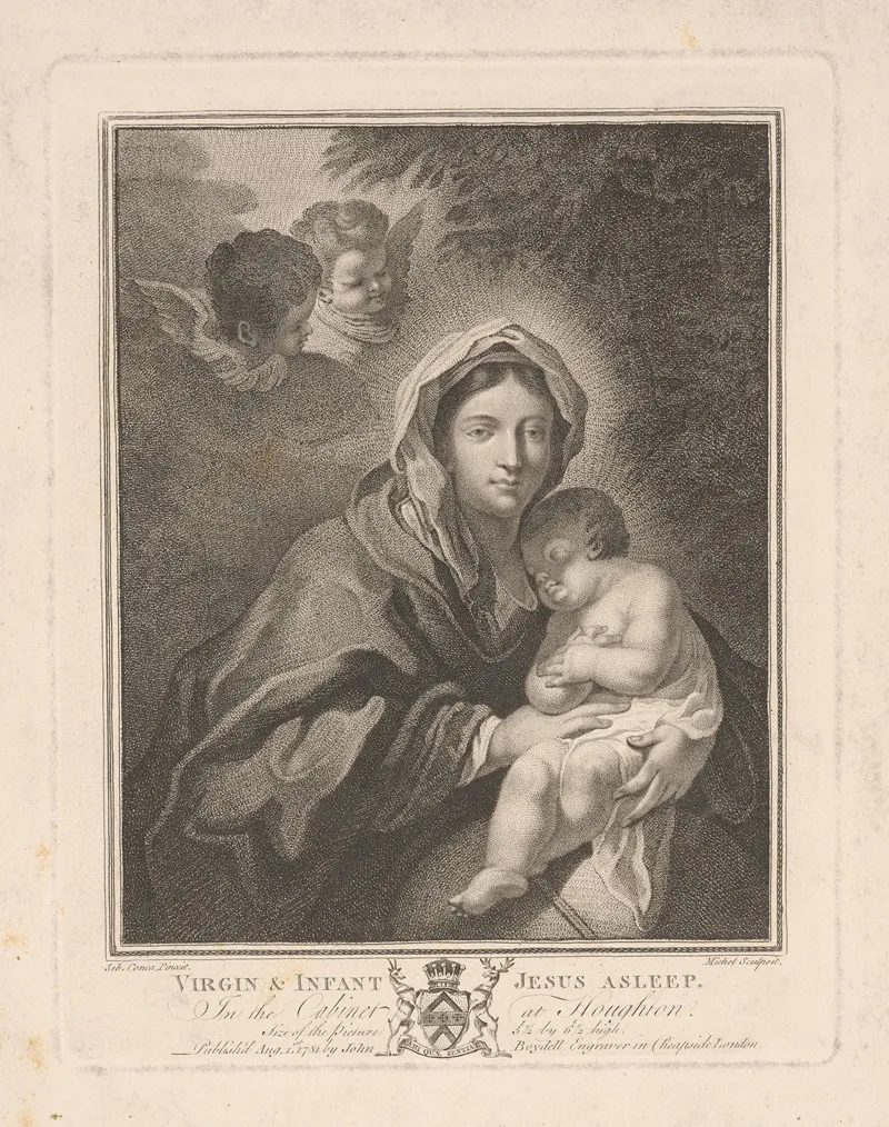 Virgin And Infant Jesus Asleep Wall Art by Jean-Baptiste Michel - High-Resolution Digital Print