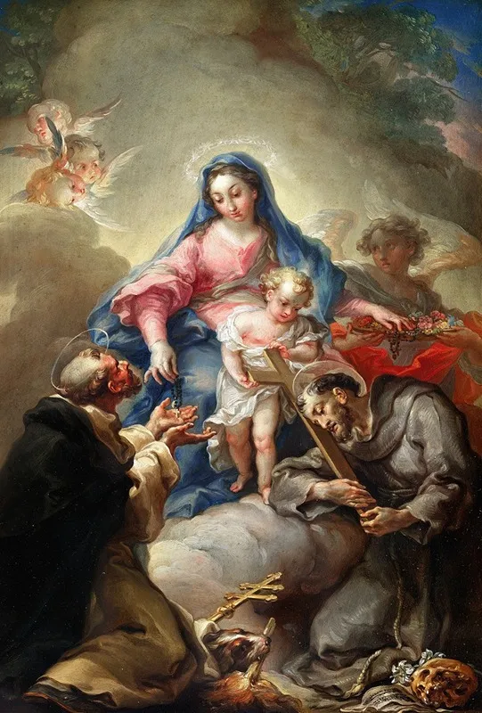 Virgin With St Francis And St Dominic Wall Art by Vicente López Portaña - High-Resolution Digital Print