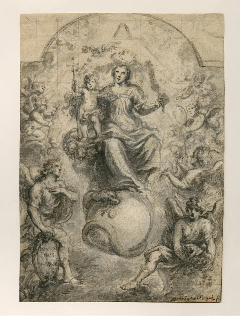 Virgin With The Child Jesus Surrounded By Angels Wall Art by Philip Fruytiers - High-Resolution Digital Print