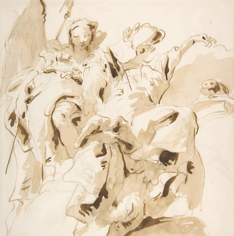 Virtue Crowning A Bearded Man Wall Art by Giovanni Battista Tiepolo - High-Resolution Digital Print