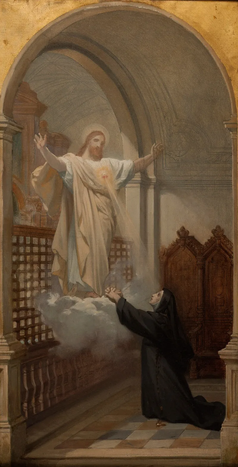 Vision De Sainte Marie Alacocque Wall Art by Jules-Joseph Dauban - High-Resolution Digital Print