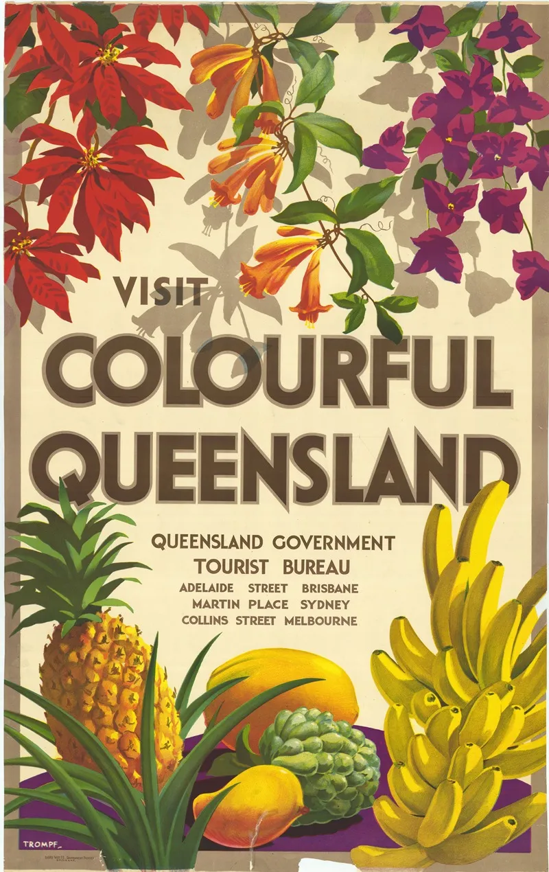 Visit Colourful Queensland Wall Art by Percy Trompf - High-Resolution Digital Print
