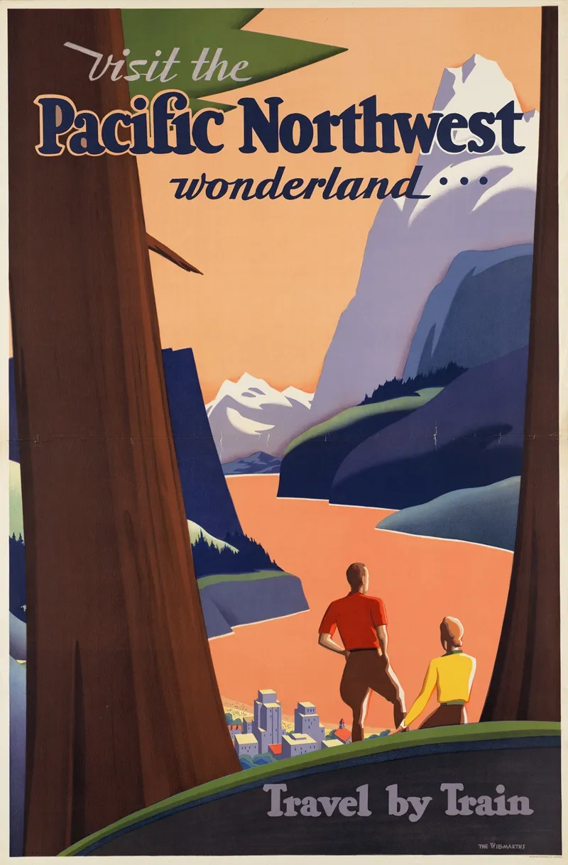 Visit The Pacific Northwest Wonderland Travel By Train 2 Wall Art by The Willmarths - High-Resolution Digital Print