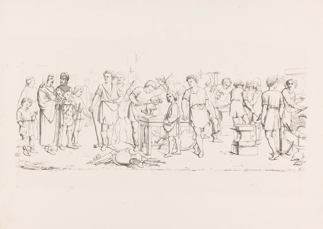 Visit To A Gunsmith In England Wall Art by Wilhelmus Petrus van Geldorp - High-Resolution Digital Print