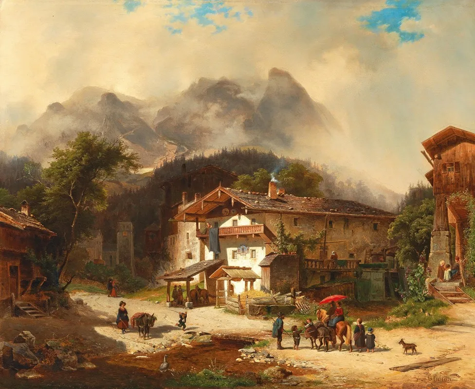 Visit To The Country Wall Art by Johann Gottfried Pulian - High-Resolution Digital Print