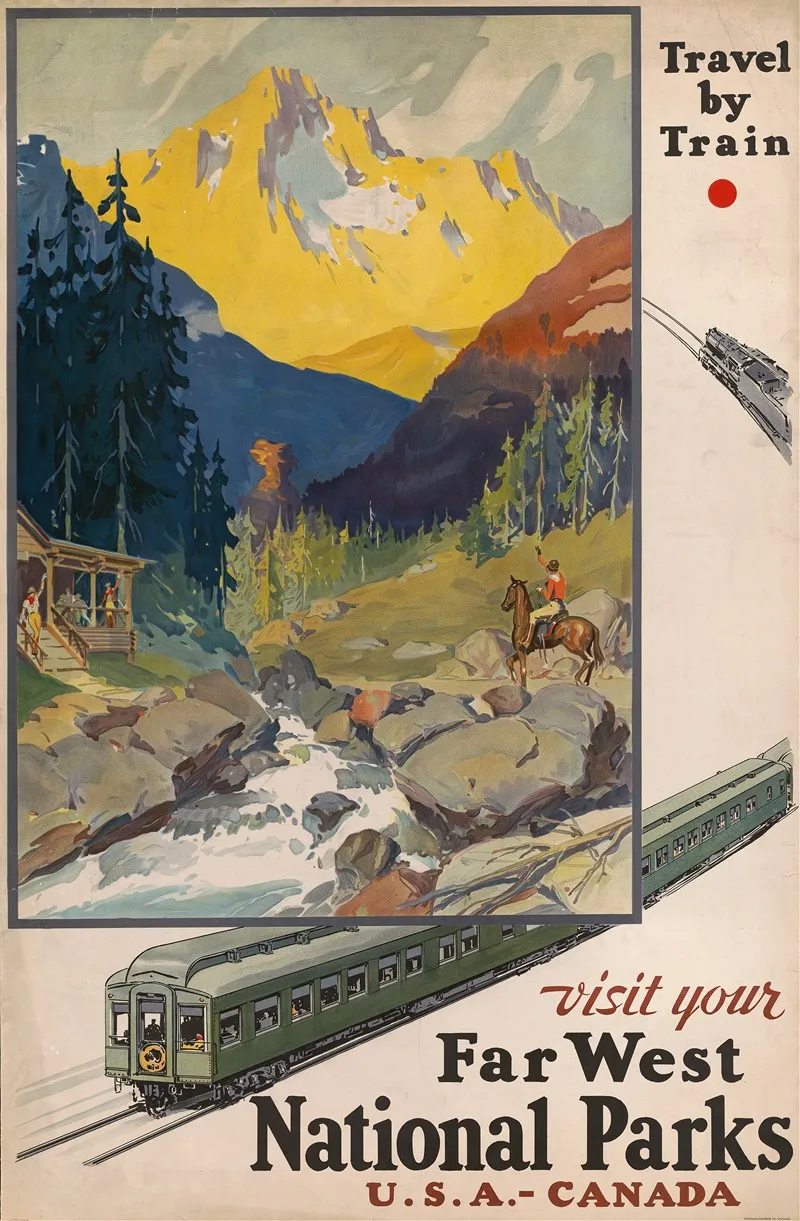 Visit Your Far West National Parks Travel By Train Wall Art by Anonymous - High-Resolution Digital Print