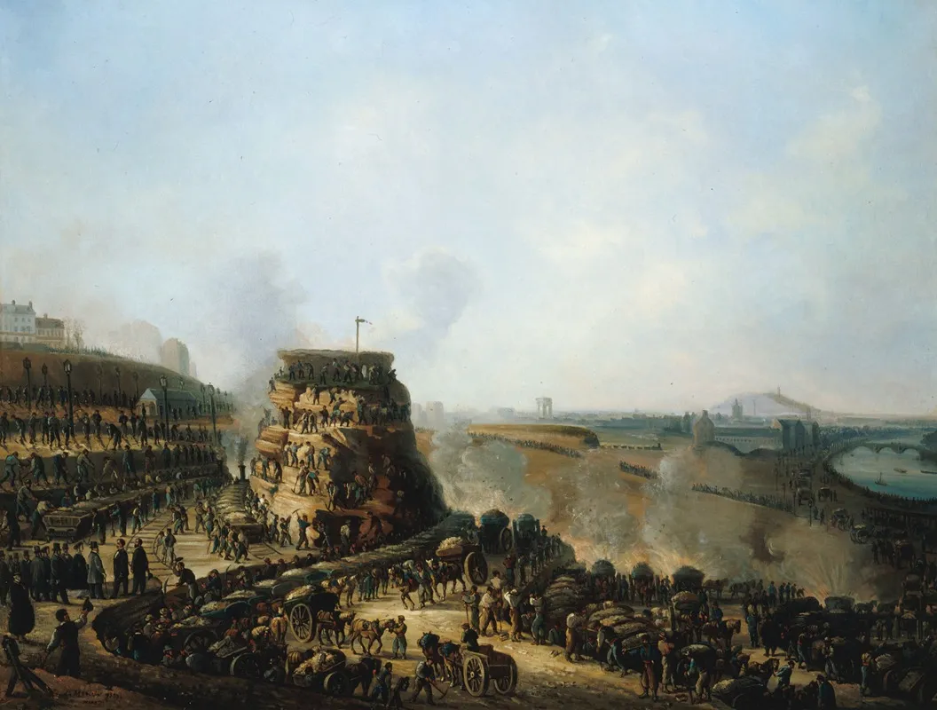 Visite De Lempereur Napoleon Iii Et De Limperatrice Eugenie Sur Le Chantier Des Travaux Darasement De La Colline De Chaillot Wall Art by Louis Moullin - High-Resolution Digital Print