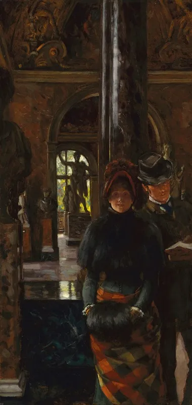 Visiteurs Etrangers Au Louvre Wall Art by James Tissot - High-Resolution Digital Print