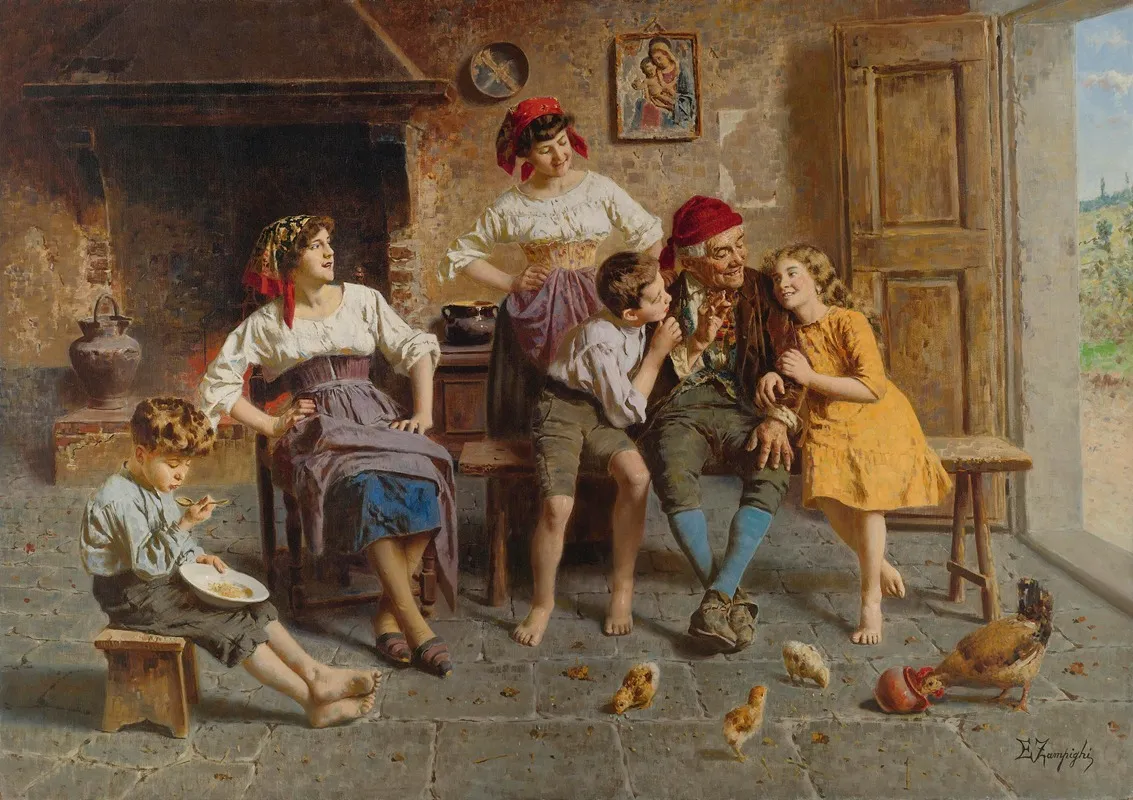 Visiting Grandfather 2 Wall Art by Eugenio Zampighi - High-Resolution Digital Print