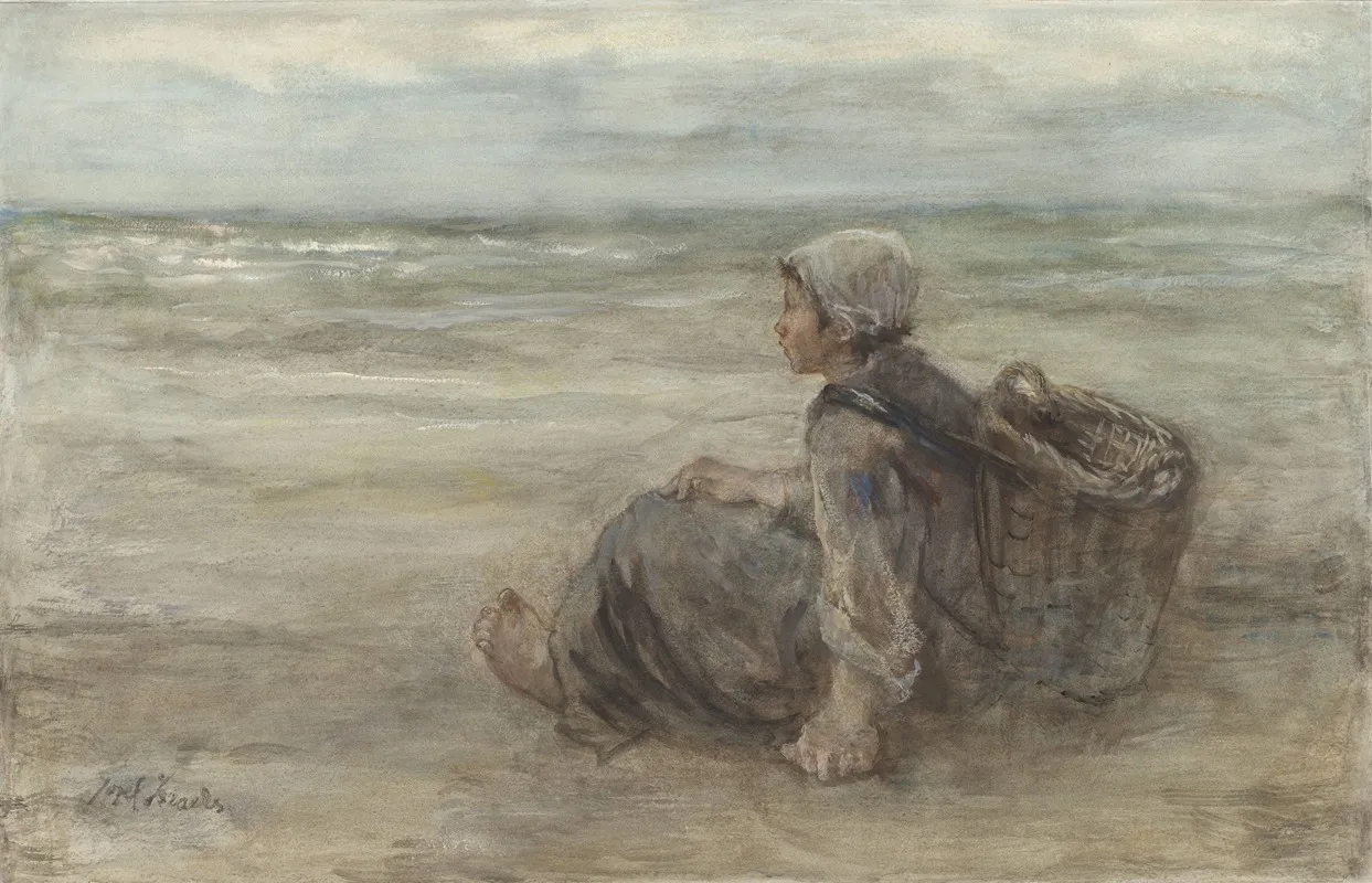 Vissersmeisje Op Het Strand