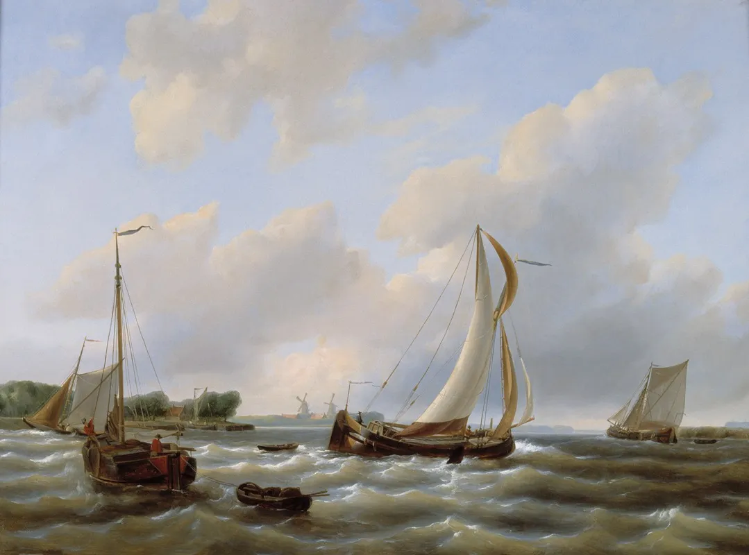 Vissersvaartuigen En Binnenschepen Op Het Hellegat In De Oosterschelde