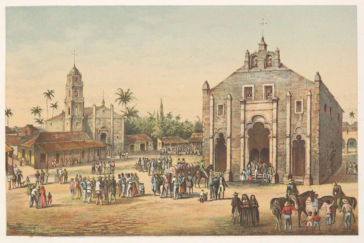 Vista De La Iglesia Major Y De La Ermita Del Buen Viaje Wall Art by Pierre Toussaint Frédéric Mialhe - High-Resolution Digital Print