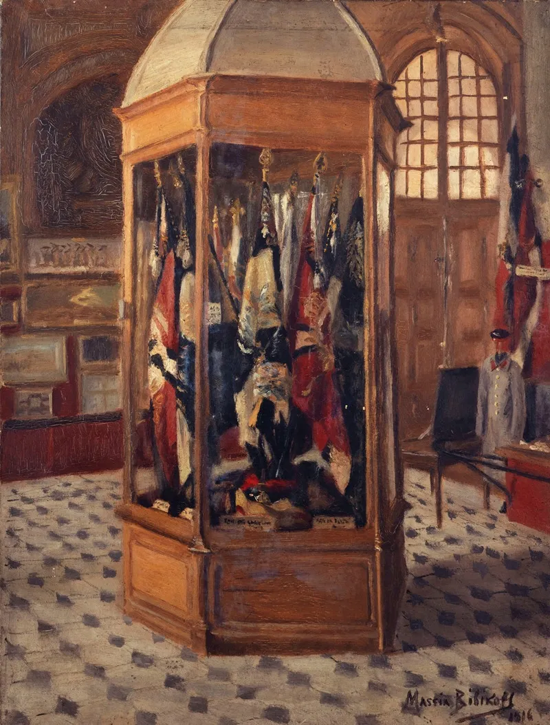 Vitrine De Drapeaux Au Musee De La Guerre Aux Invalides Wall Art by Massia Bibikoff - High-Resolution Digital Print