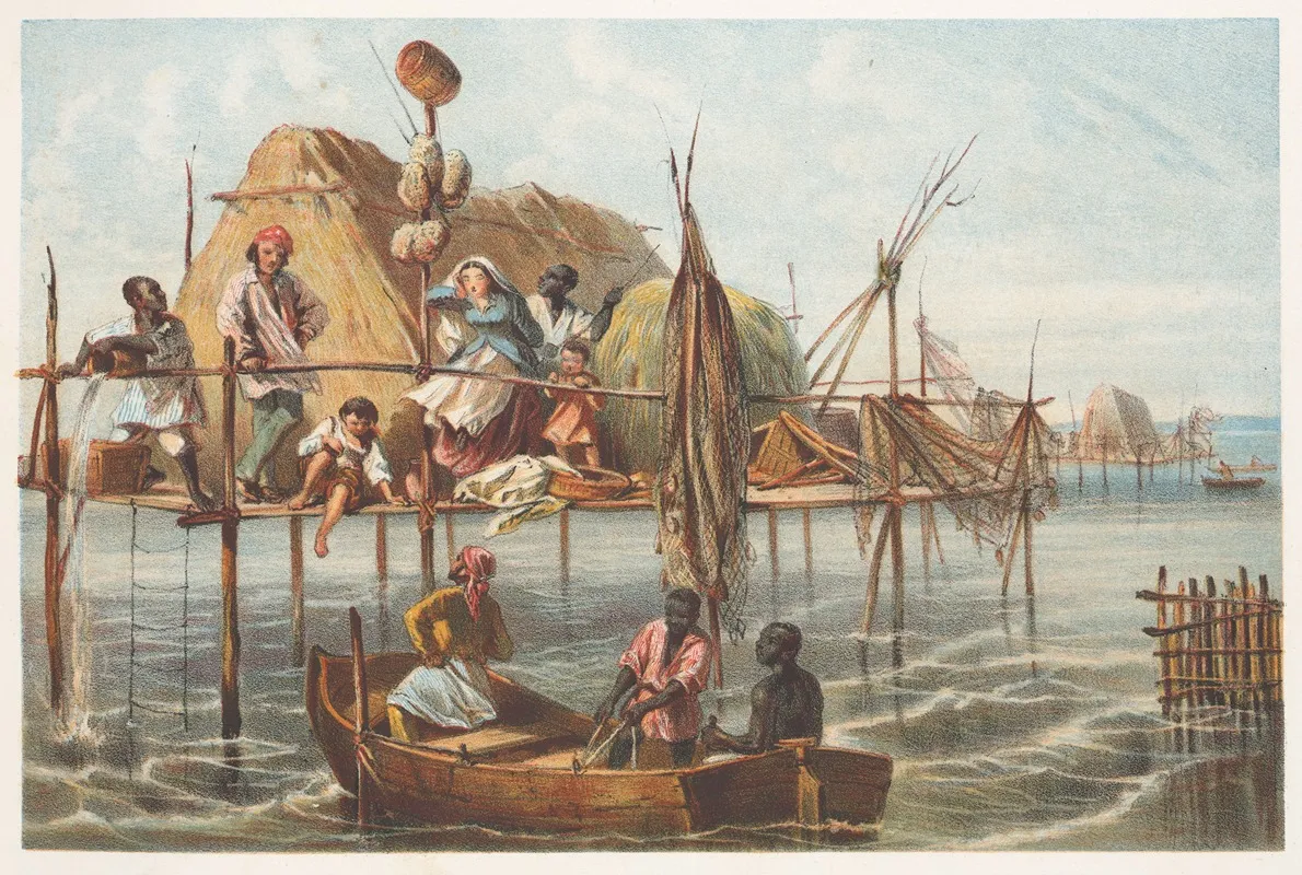 Vivienda De Los Pescadores De Esponjas Wall Art by Pierre Toussaint Frédéric Mialhe - High-Resolution Digital Print