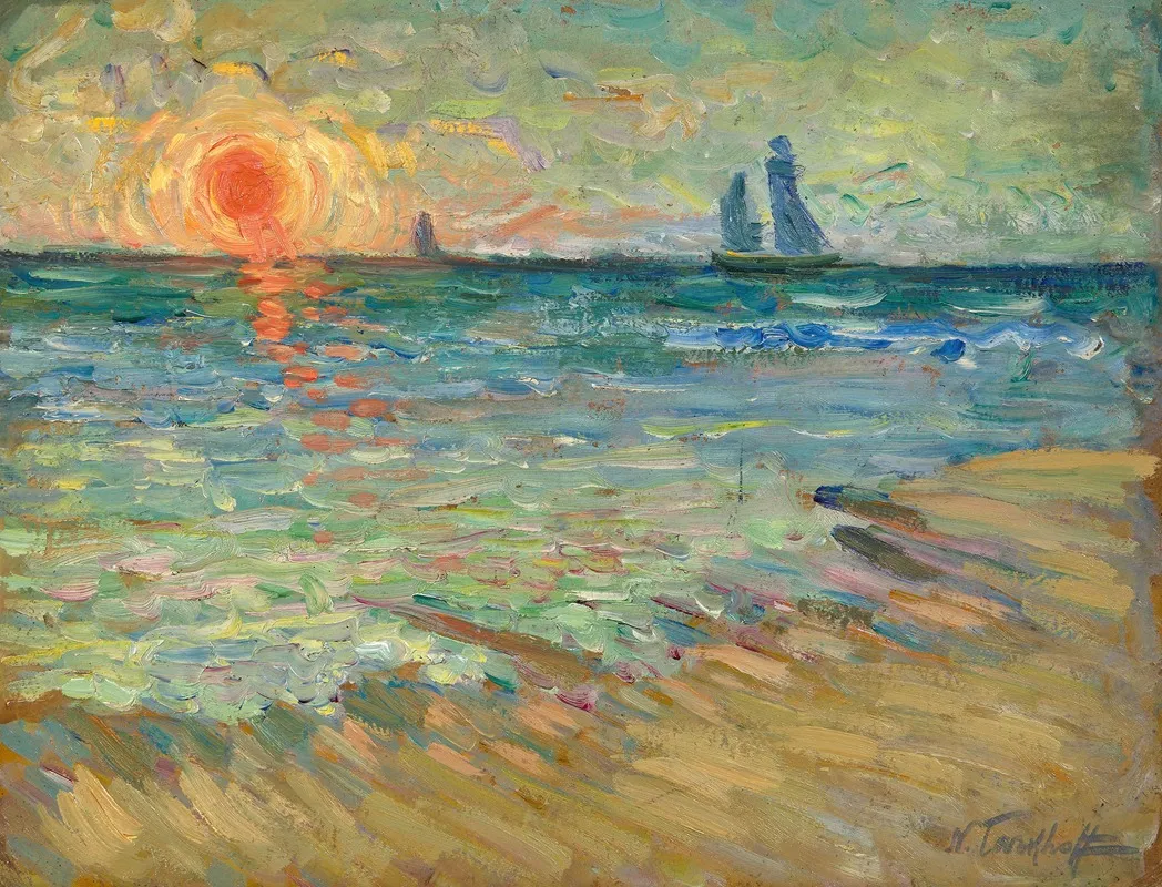 Voiliers Soleil Couchant Soulac Sur Mer Wall Art by Nicolas Alexandrovitch Tarkhoff - High-Resolution Digital Print