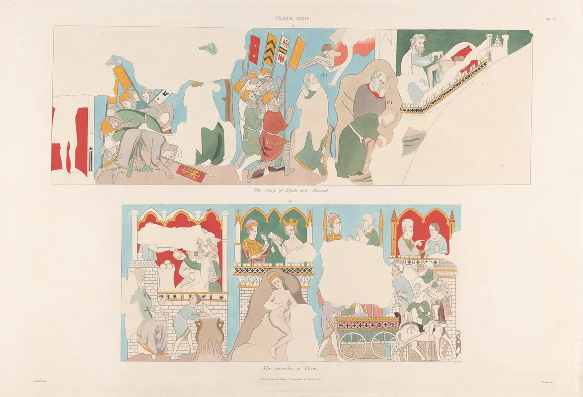 Vol 6 Plate Xxxiv The Story Of Elijah And Ahaziah The Miracles Of Elisha Wall Art by Charles Alfred Stothard - High-Resolution Digital Print