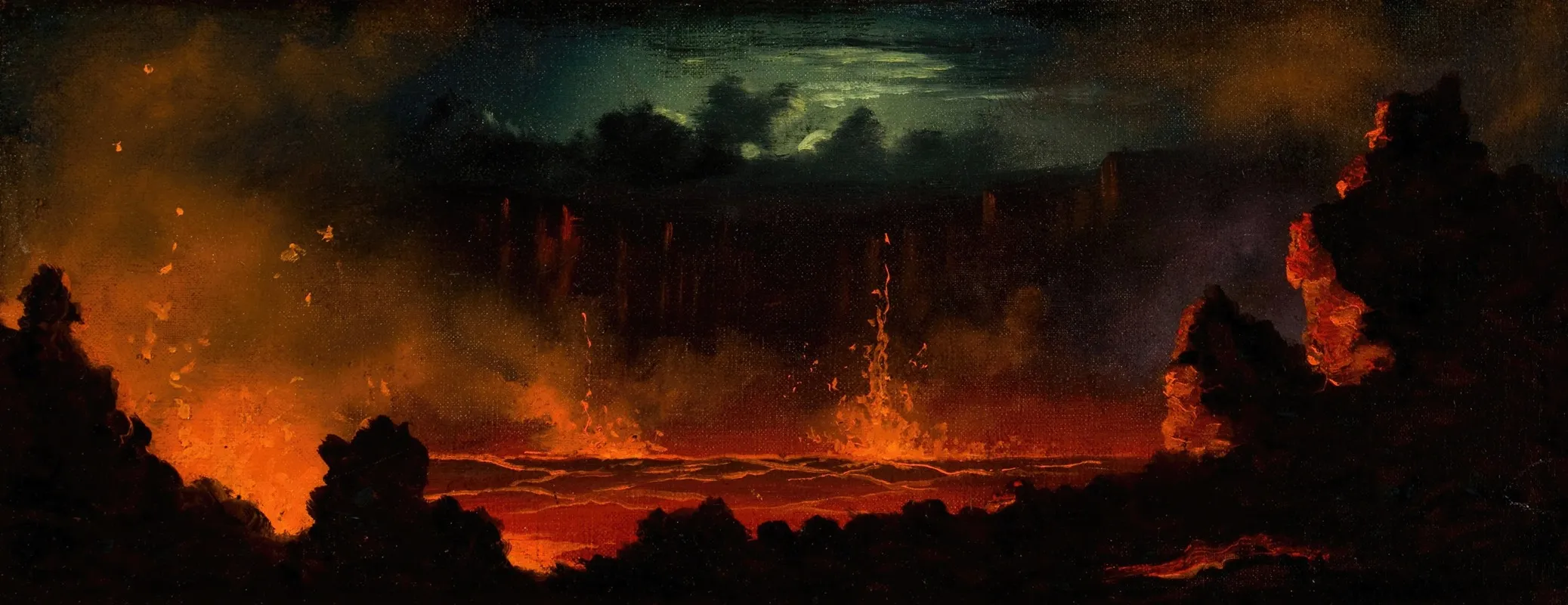 Volcanic Landscape Wall Art by Jules Tavernier - High-Resolution Digital Print