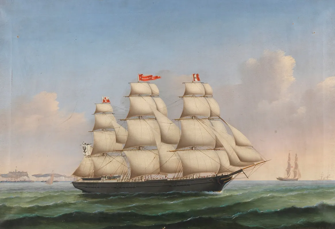 Vollschiff Ferdinand Brumm Vor Der Steilkuste Von Dover Wall Art by Lorenz Petersen - High-Resolution Digital Print