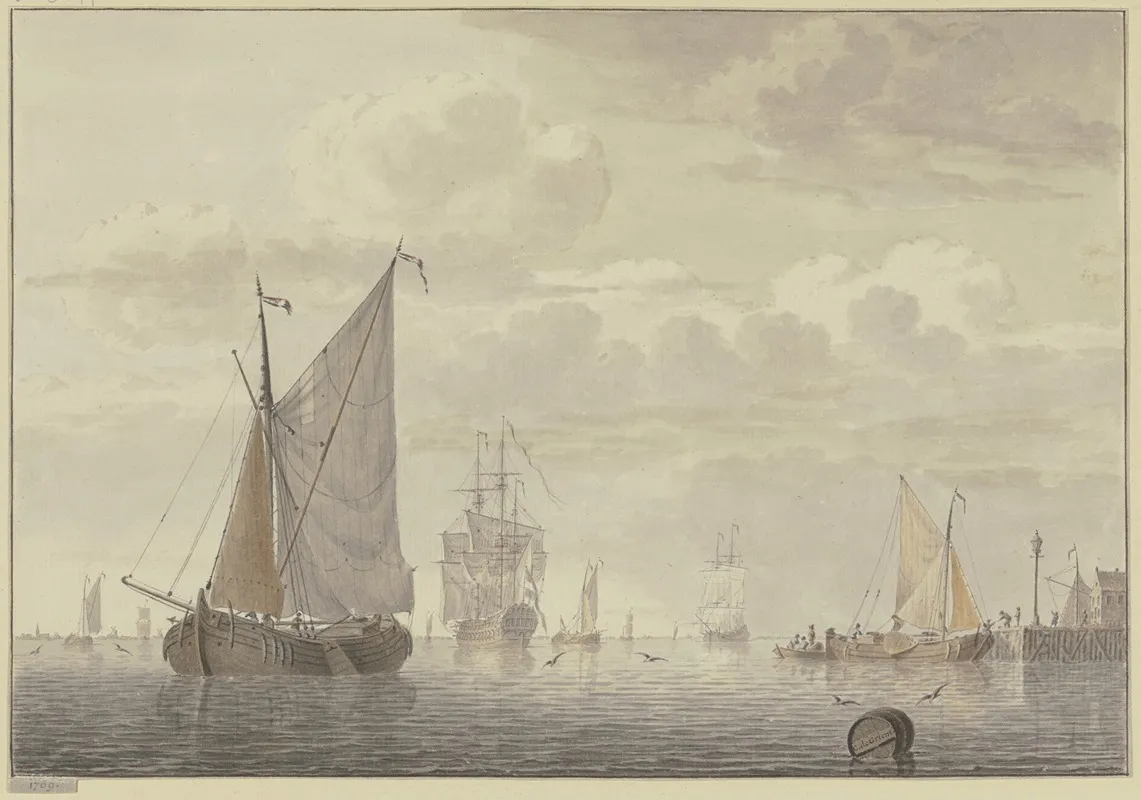 Vor Anker Liegende Segelschiffe Wall Art by Cornelis de Grient - High-Resolution Digital Print