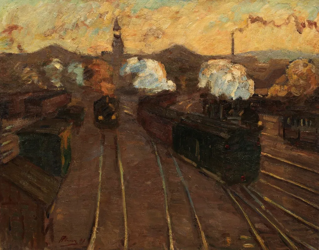 Vor Den Einfahrtshallen Des Alten Stuttgarter Bahnhofs Wall Art by Hermann Pleuer - High-Resolution Digital Print