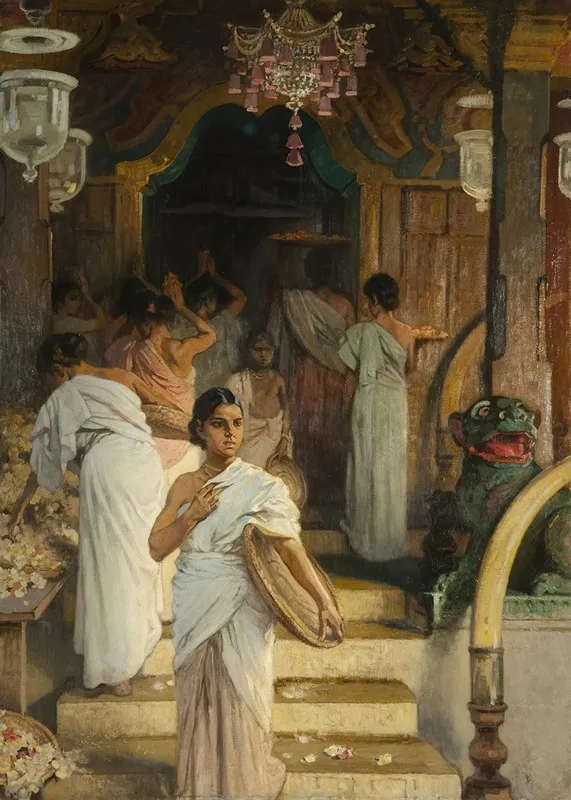 Vor Einem Indischen Tempel Wall Art by Friedrich Woldemar - High-Resolution Digital Print