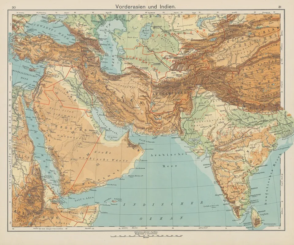 Vorderasien‎ ‎und‎ ‎indien Wall Art by Carl Diercke - High-Resolution Digital Print