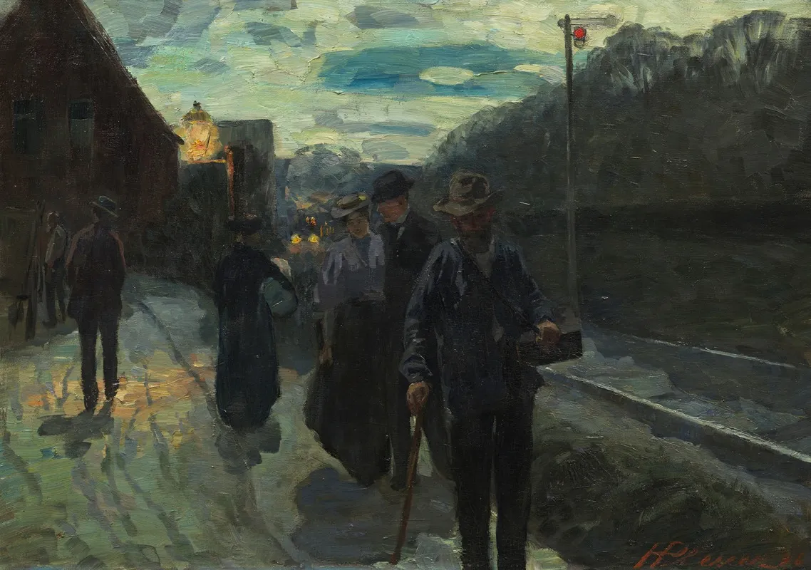 Vorstadtbahnhof Im Mondschein Wall Art by Hermann Pleuer - High-Resolution Digital Print