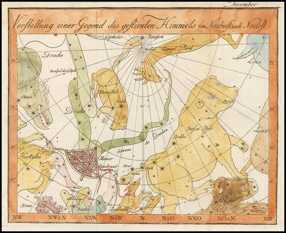 Vorstellung Einer Gegend Des Gestirnten Himmels Von Nordwest Nach Nordost December Wall Art by Johann Elert Bode - High-Resolution Digital Print